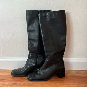 Black Leather Knee-High Boots